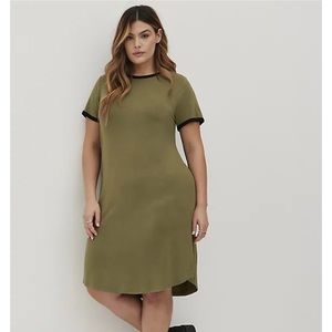 NWT Torrid Ringer T-Shirt Dress - Super Soft Olive